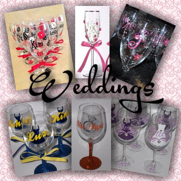 WEDDING and/or BRIDAL PARTY GLASSESSET OF 7 glasses